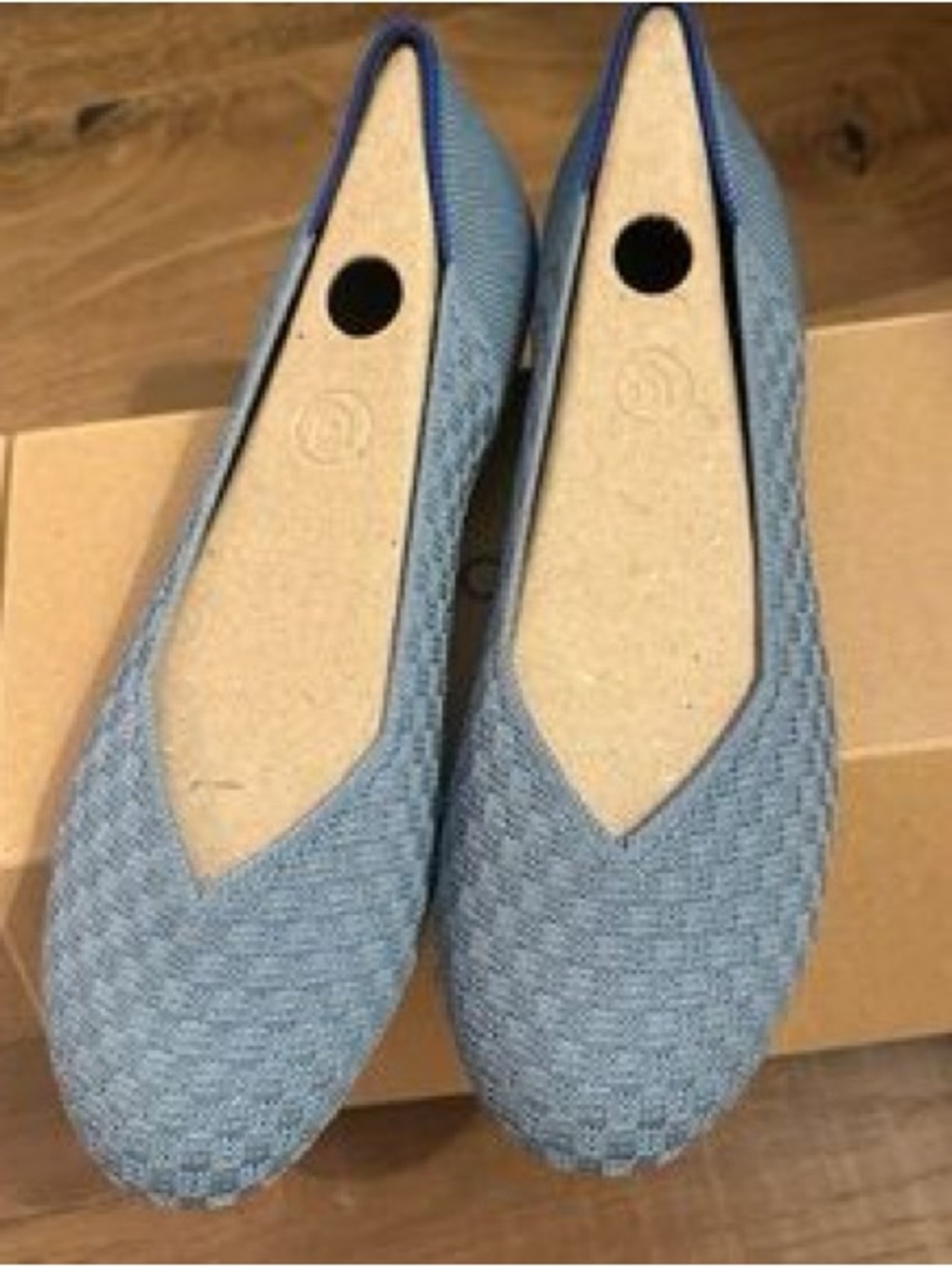 New Rothys The Flat in Sky Denim Blue Basketweave Size 10